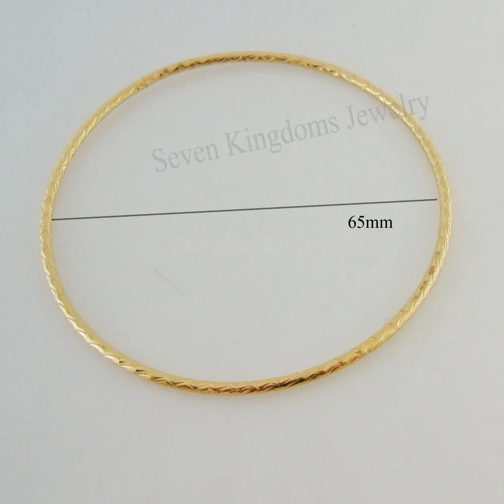 

MIN ORDER10$/FREE SHIPPING/NEW CARVED BANGLE 2MM WIDTH - YELLOW GOLD GP CLOSED SIZE 65MM 2.56"/GREAT GIFT/