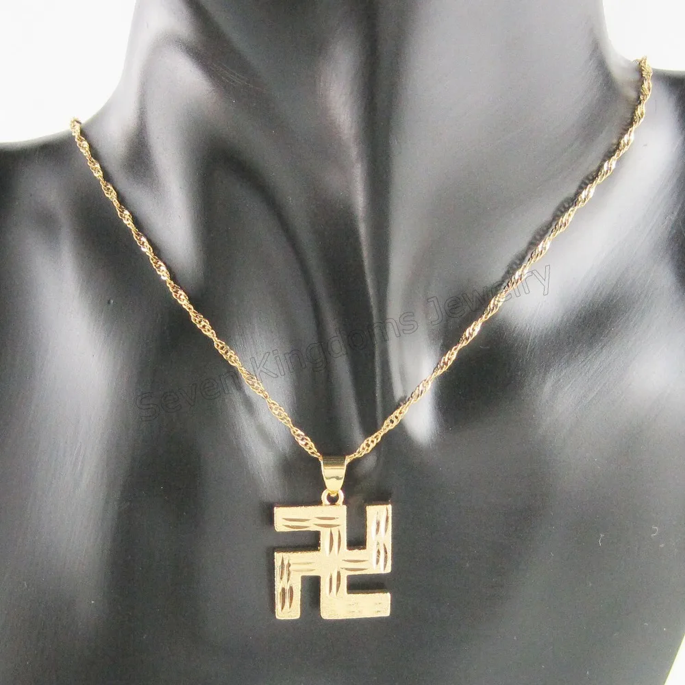 

Min order 10$/ Can mix /- YELLOW GOLD GP 18" LINK NECKLACE & CARVED Buddha Buddhism SHAPED IN SQUARE SHAPE PENDANT