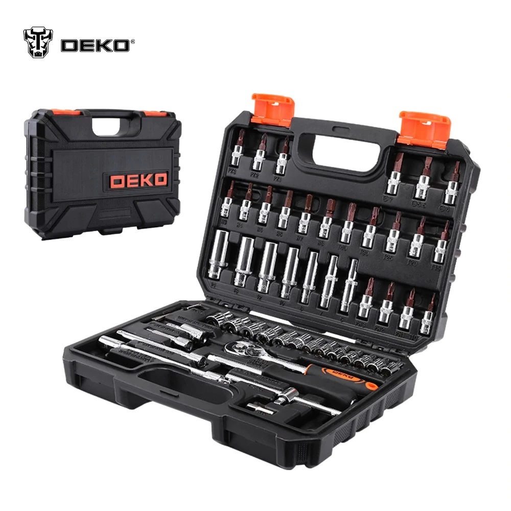 

DEKOPRO TZ53 Household Tool Set Auto Repair Mixed Tool Combination Package Hand Tool Kit with Plastic Toolbox Storage Case 53Pcs