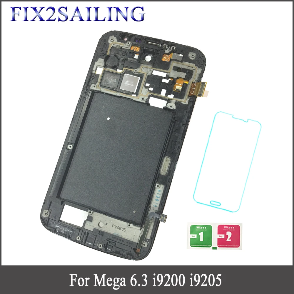 

100% Working Super AMOLED LCD Display 100% Tested Working Touch Screen Frame Assembly For Samsung Galaxy Mega 6.3 i9200 i9205