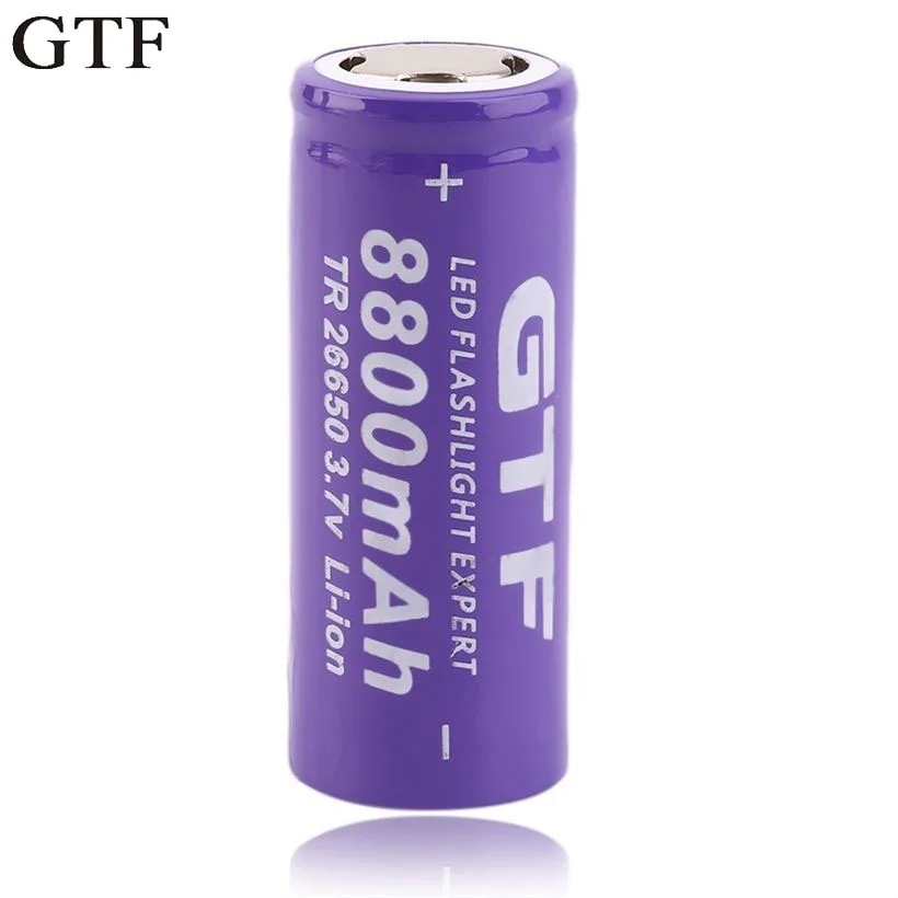 

GTF 1pc 3.7V 26650 8800mAh Li-ion Rechargeable Battery For LED Flashlight Torch DE