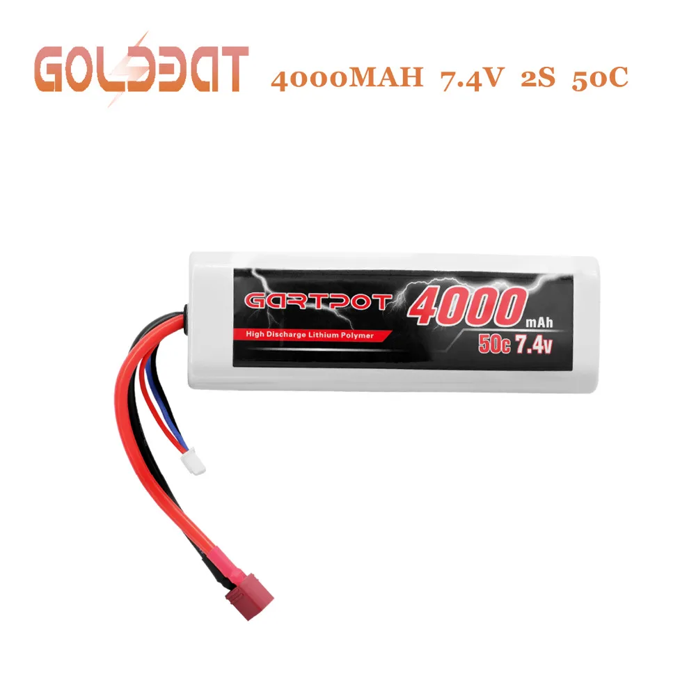 GARTPOT Lipo батарея 7,4 V 4000mAh 50C 2S батарея lipo RC пакеты в твердом футляре с декантами T Разъем для RC грузовик RC автомобиль Losi Traxxas Slash