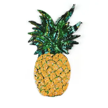 

50pcs Sequins Patches Big Yellow Fruit Pineapple for Women Sweater Pullovers Bags DIY Crafts Appliques Sew On Patch