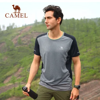 

CAMEL Men Professional Sport T-shirts Breathable Sweat Absorption Quick Dry Outdoor Running Shirt O-neck Short-Sleeve Tops