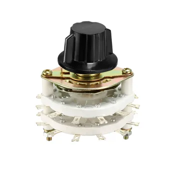 

UXCELL 2/4 Pole 5/11 Throw Switch 2 Deck Band Channel Rotary Switch Selector with Plastic Knob for Radio TV Industrial Machine