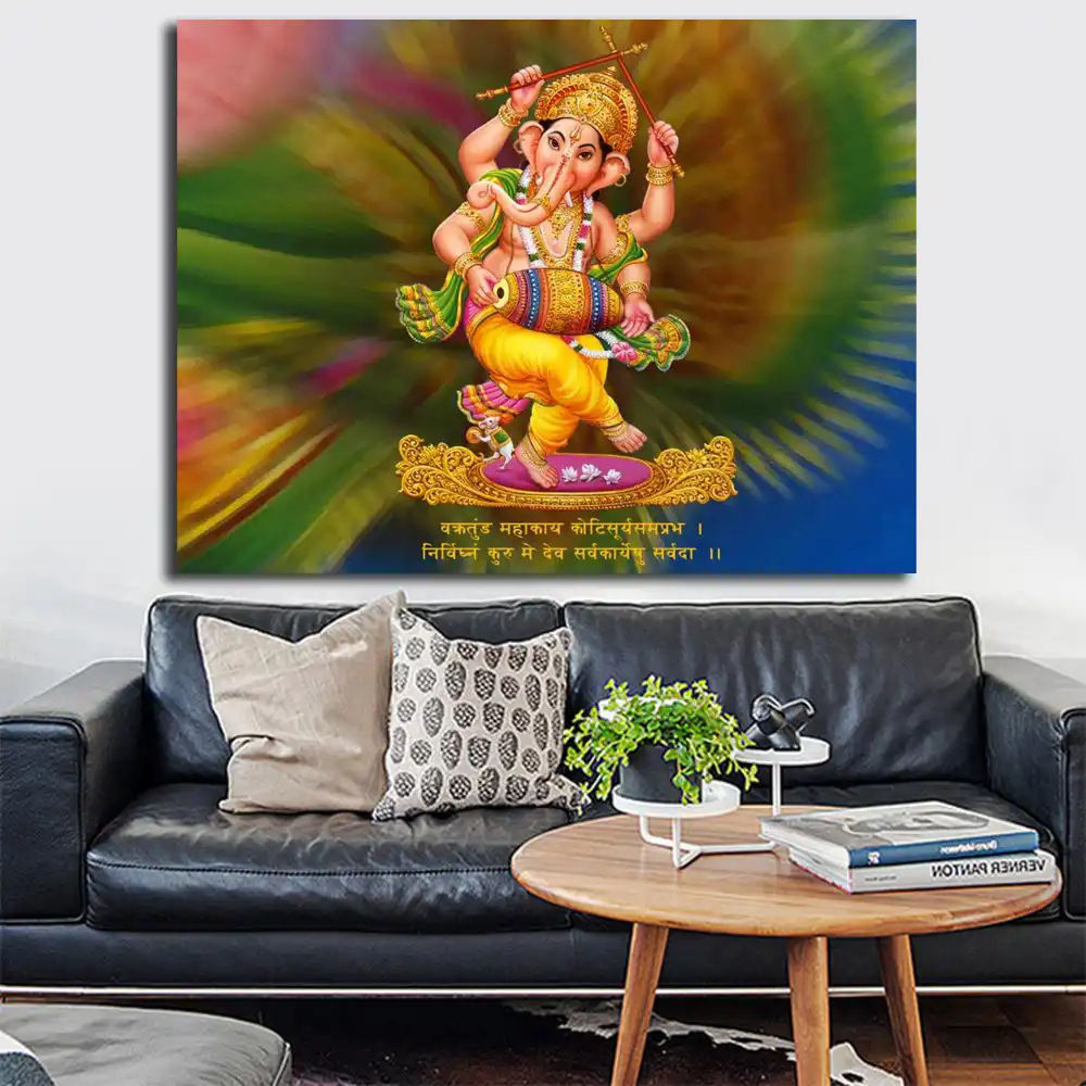 Latest Pics Ganesha God Vinayagar Full Lovely Hindu Poster Painting On Canvas Bedroom Wall Art Decoration Pictures Home Decor