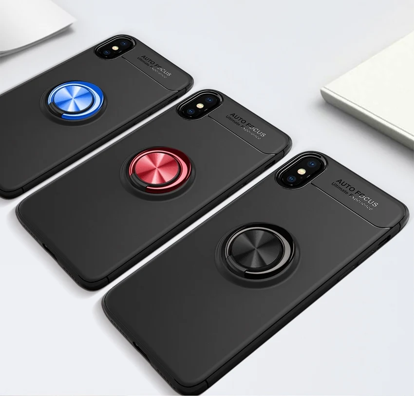 Для iPhone X/iPhone 8/iPhone 7 6 6s плюс 5 5S SE чехол для телефона с Поворот металлическое кольцо