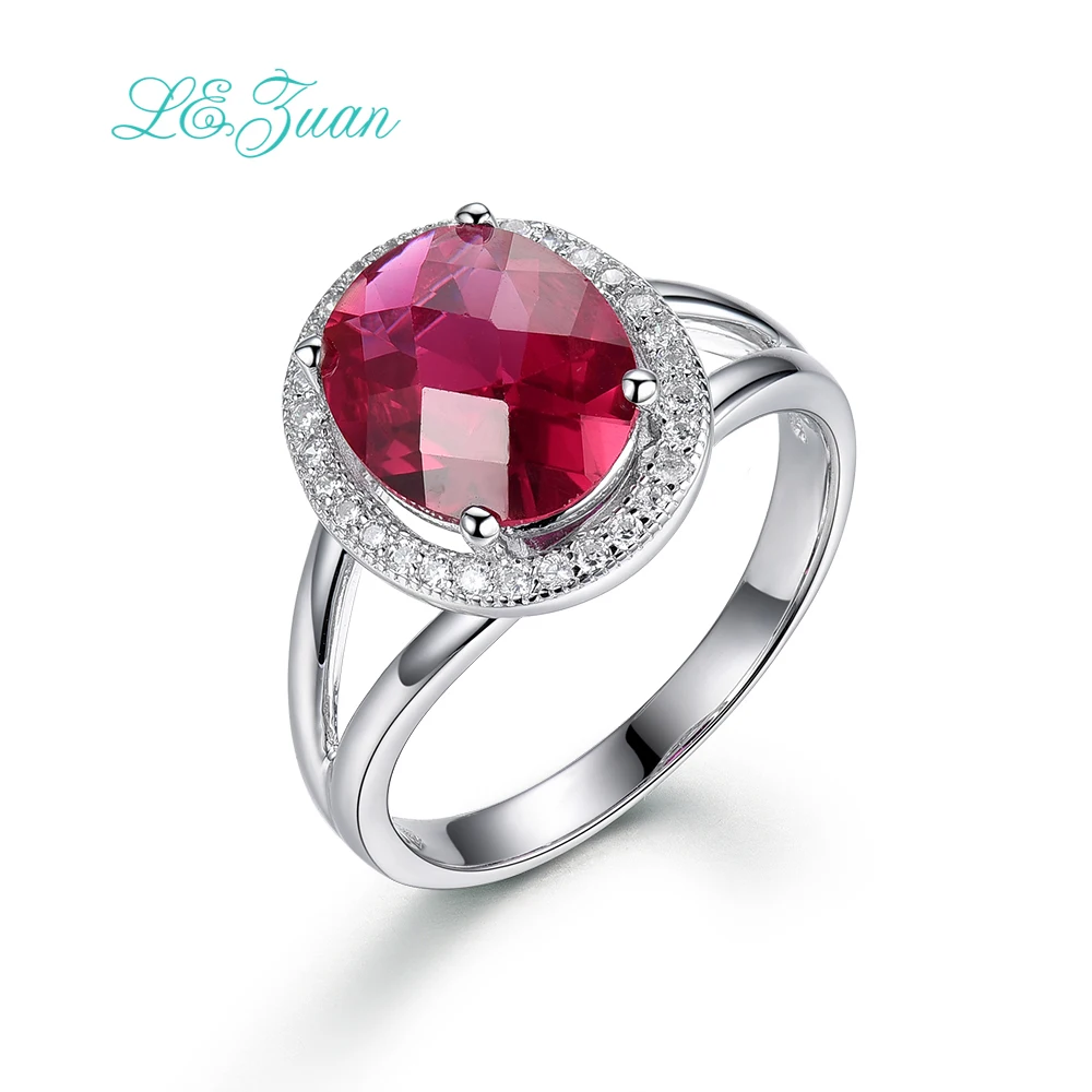 

I&zuan 925 Sterling Silver Jewelry Ring 4.23ct Red Stone Romantic Luxury Prong Setting Rings Fine Jewelry for Women R0049-W01