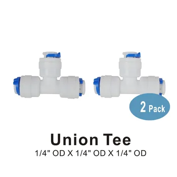

2 PACK OF Quick Connector Union Tee 1/4" OD Fittings Connection Parts for Water Filters and RO Reverse Osmosis Systems