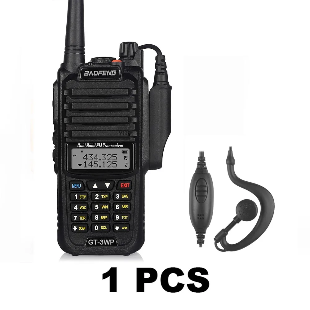 Baofeng GT-3WP IP67 водонепроницаемый двухдиапазонный 136-174/400-520MHz Ham двухсторонний радиоприемопередатчик Walkie Talkie+ кабель для автомобильного зарядного устройства - Цвет: 1 PCS