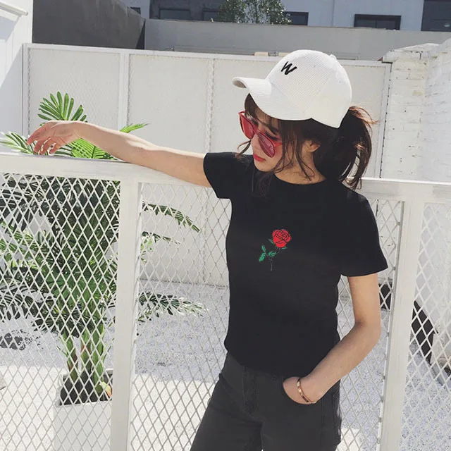 ECTTC harajuku летние футболки женские розовые с коротким рукавом и круглым вырезом