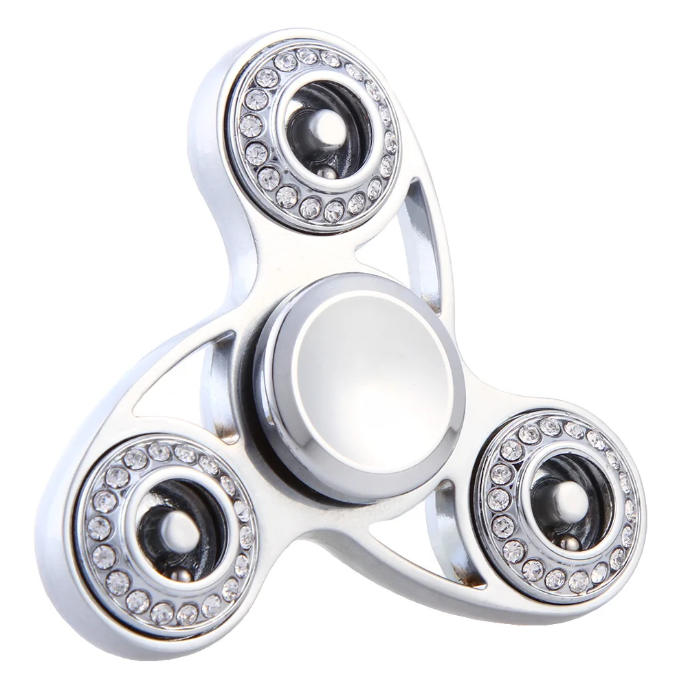 2017 New Three leaves Crystal Fidget Toy EDC Hand Spinner For Autism Silver Color