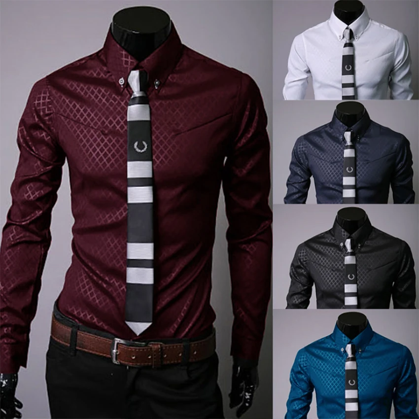

Men Shirt 2018 Spring New Brand Business Men's Slim Fit Dress shirt Male Long Sleeve Striped Shirt Camisa Masculina Size M-5XL