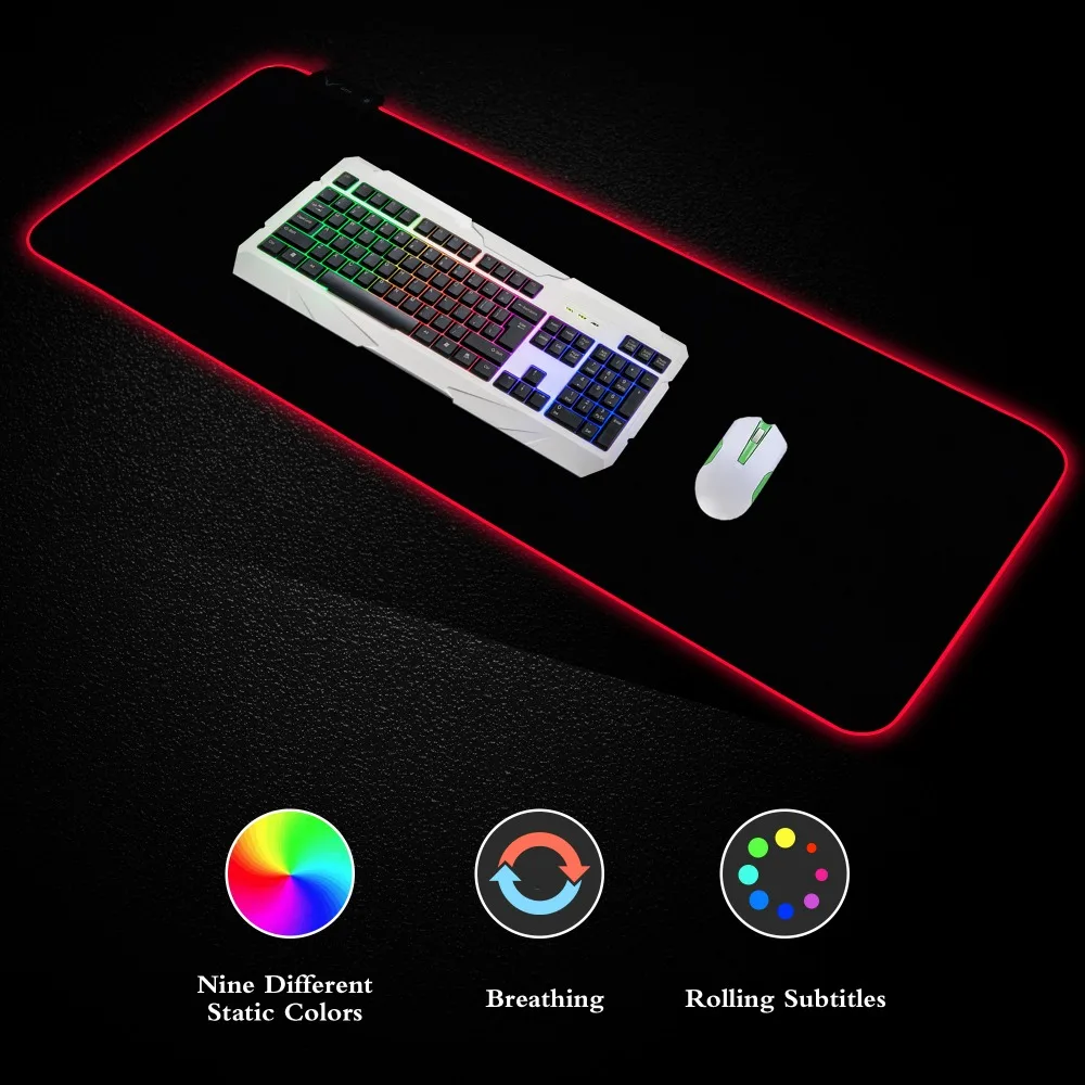

Led Mouse Pad Large gaming mouse pad RGB LED Lighting 7 Colorful Mousepad Mouse Mat computer lock edge Extended Keyboard For PC