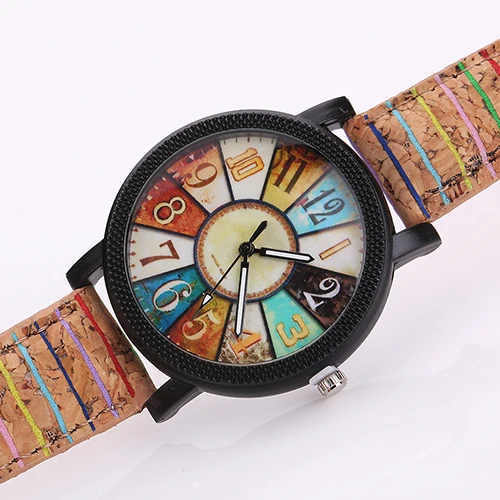 Кофе полосатая кожа, старинные часы Для женщин женский браслет часы Harajuku часы Стиль кварцевые часы Повседневное женские наручные часы