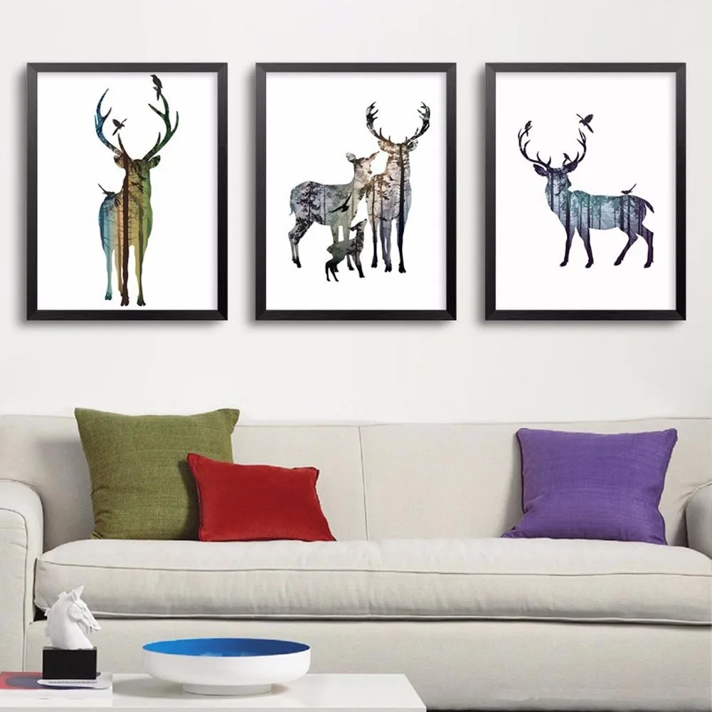 Elk Animals Forest Wall Art Wall Decor, Wall Picture Canvas Prints Canvas Art Poster Oil Paintings For Living Room Wall No Frame