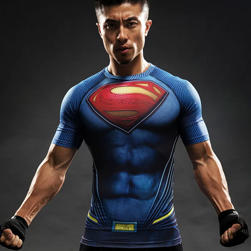 

3D Print Compression Shirt Men's Anime Super hero T-shirt Summer Fashion Fitness Superman Spiderman Short-Sleeved Clothing tee