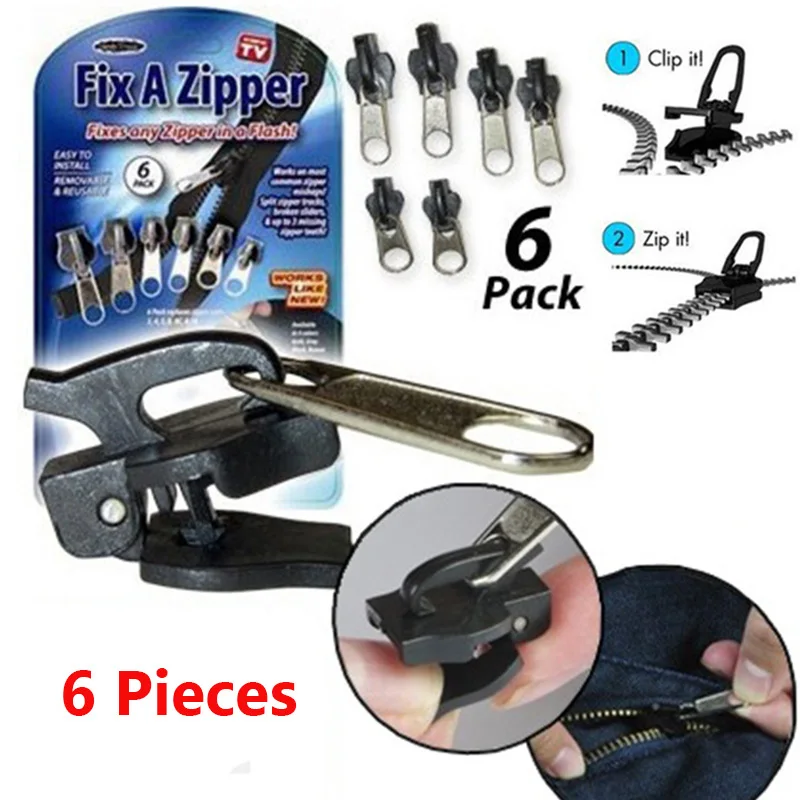 

6pcs/lot Universal Multifunction Zipper Fix A Zipper 6 pack Zip Rescue Instant Repair Kit Replacement Clothing Accessories