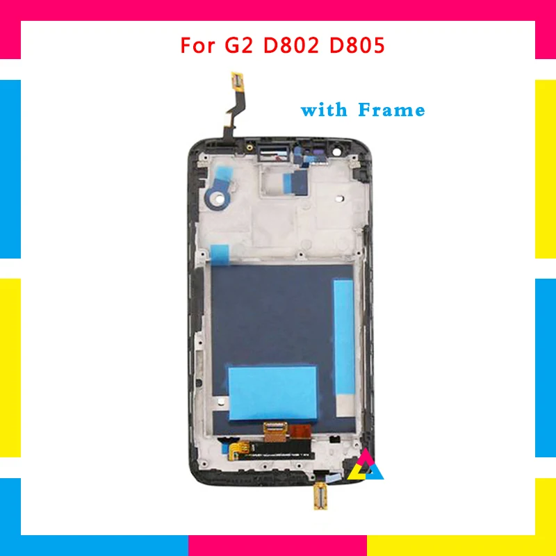 

5pcs/lot LCD Display Screen With Touch Screen Digitizer Assembly For LG G2 D802 D805 Black White No Frame or with Frame