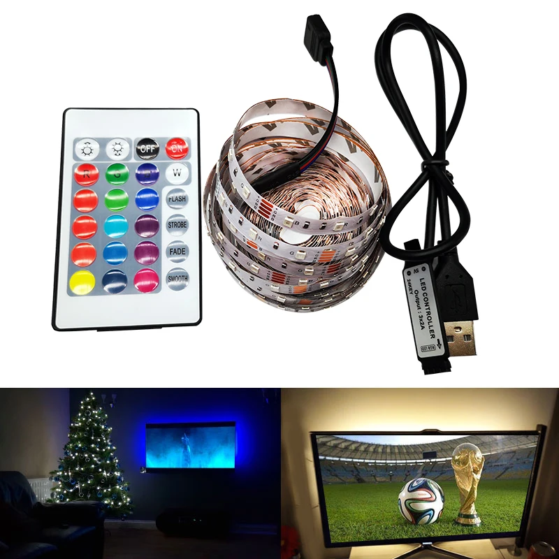 #Best 3528 5V USB Port Power RGB LED Strip NOT Waterproof light Tape Flexible String Lamp 1M 2M 3M 4M 5M TV Background Decor Lighting
