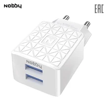 Сетевое зарядное устройство Nobby Practic NBP-TC-21-06, USB, прочное, надежное зу,белый