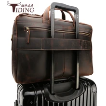 Мужской портфель 1" для ноутбука, деловые дорожные сумки из натуральной кожи, мужские повседневные винтажные кожаные сумки на плечо большой вместимости