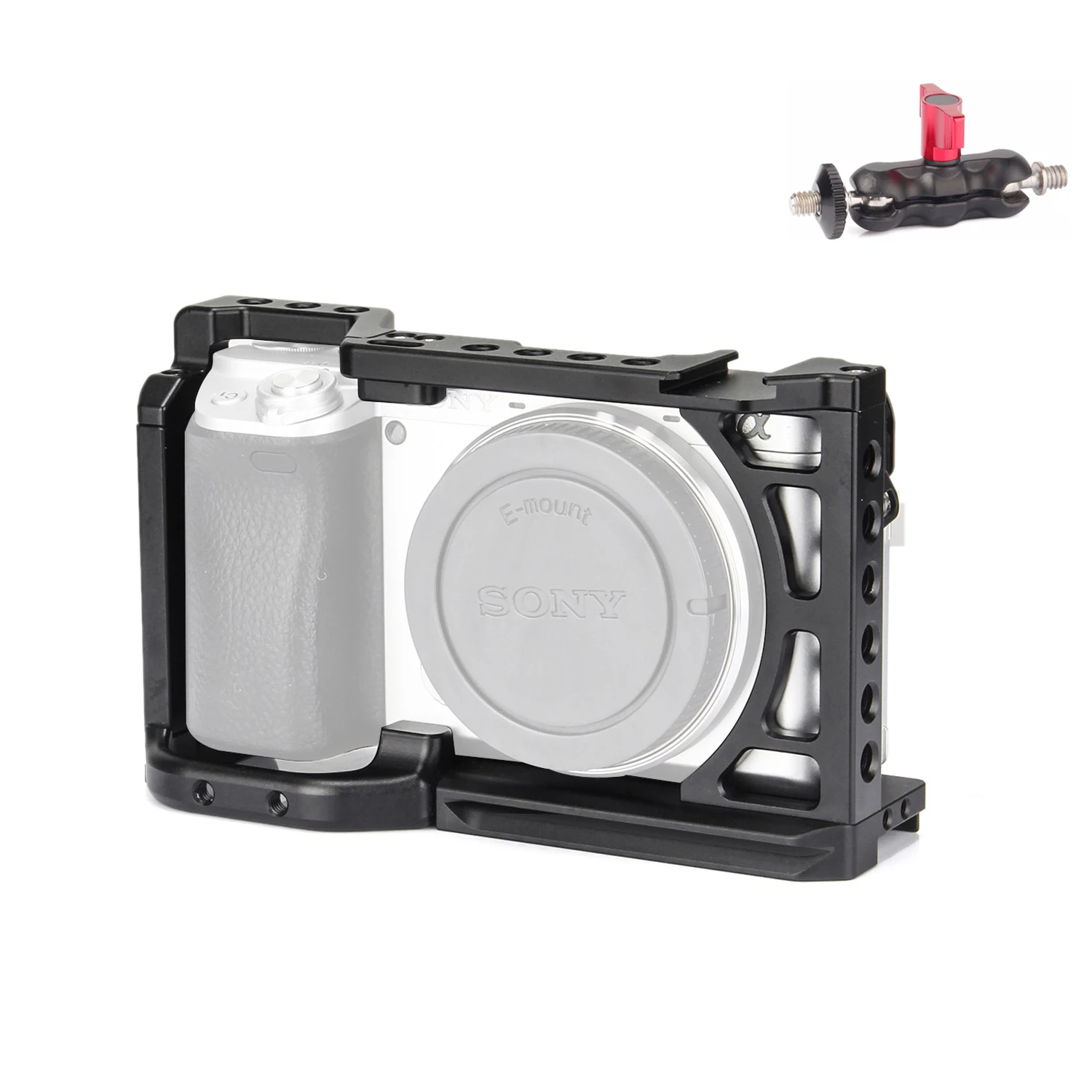 

Vlog Cage Case Vlogging Metal Case for Sony A6400 A6000 A6300 A6500 with Cold Shoe for Microphone DSLR Camera 1/4 3/8 Screw