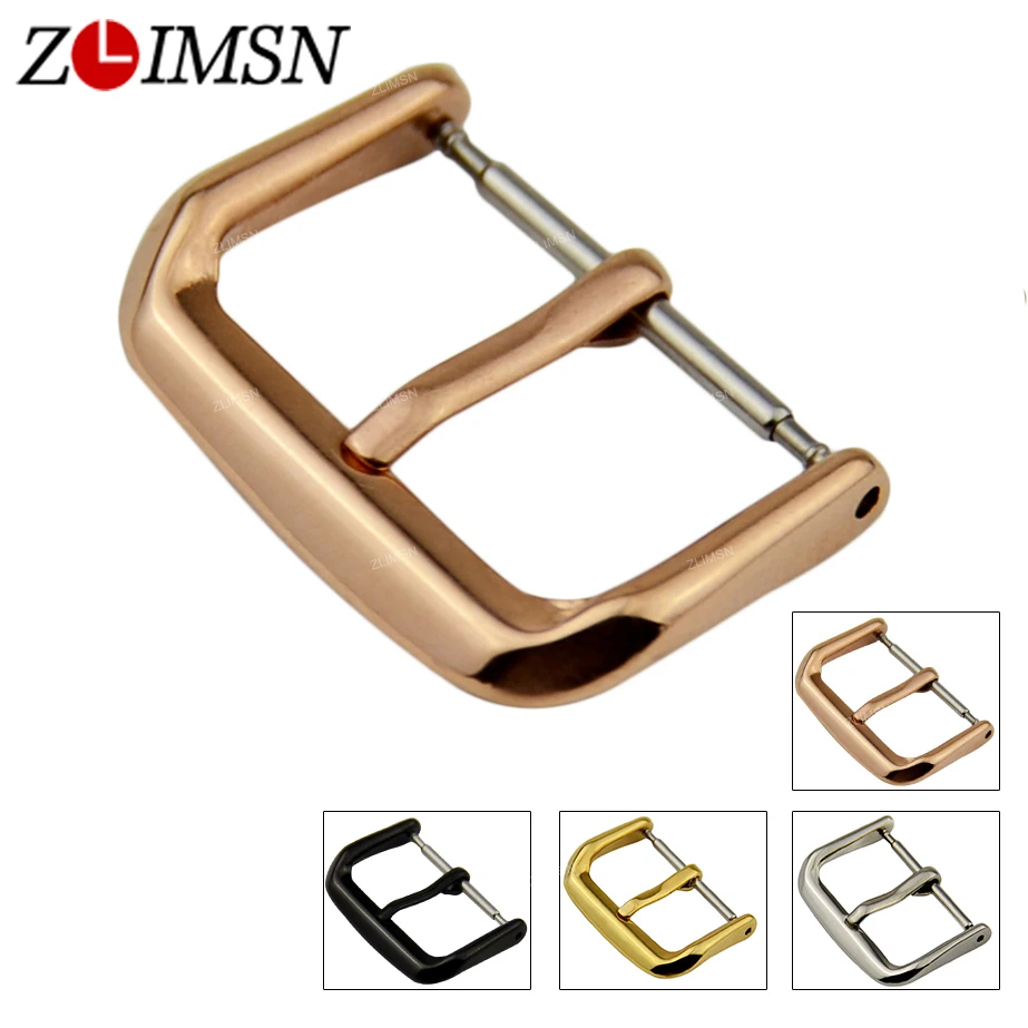 

ZLIMSN Free Shipping 100pcs Watch Buckle Stainless Steel Silver Black Rose Gold Polished for Leather Watchband Watchmaker