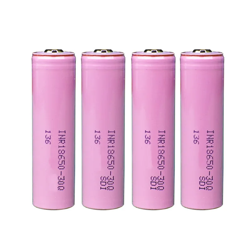 

High Quality 4Pcs/lot INR18650-30Q 3.6V 3000mAh Unprotected Button Top 18650 Battery With Protected Box for Led Flashlight Torch