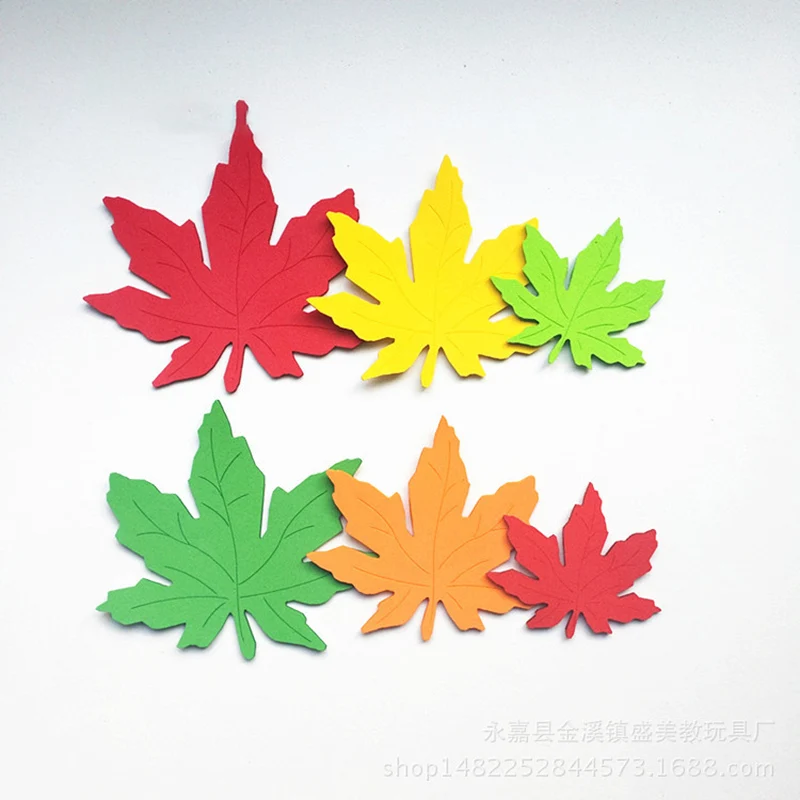10pcs/pack Three-dimensional EAV Carving Maple Leaf Wall Sticker Home Kid Room DIY Decoration Kindergarten School Decor 8*8.5cm