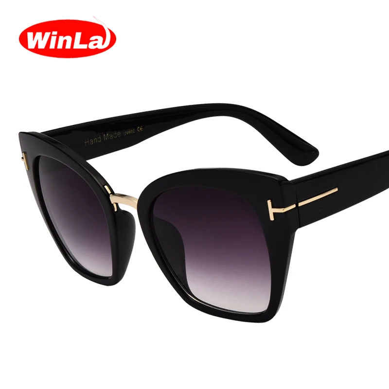 

Winla Newest Sunglasses Women Cat Eye Luxury Brand Designer Gradient Sunglasses Female UV400 Oculos Big Frame Shades WL1076