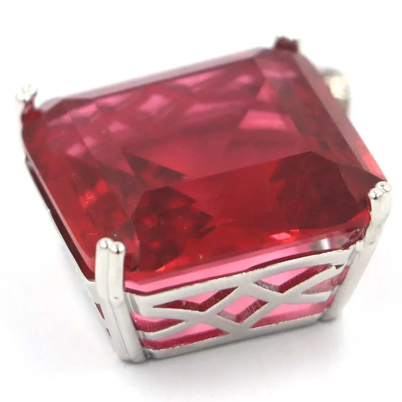 

Gorgeous Big Drop Fire Rainbow Mystic Topaz, White CZ Wedding Engagement Girls Gift 925 Silver Pendant 34x23mm
