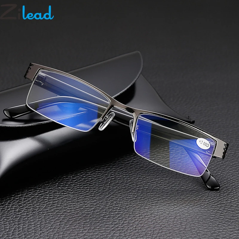 

Zilead Classical Metal Half Frame Anti Blue Light Reading For Male Presbyopic Glasses For Parents Gifts Unisex With +1.0to+4.0