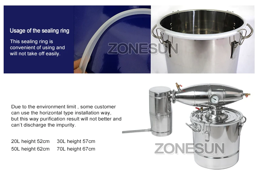ZONESUN многофункциональное домашнее пивоваренное устройство для вина из нержавеющей стали, дистиллятор алкоголя, Винодельня прибор для дистилляции воды