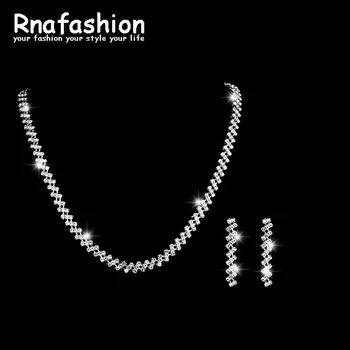

RNAFASHION High Quality Necklace And Earrings Luxury Crystal Bridal Jewelry set For Wedding Evening