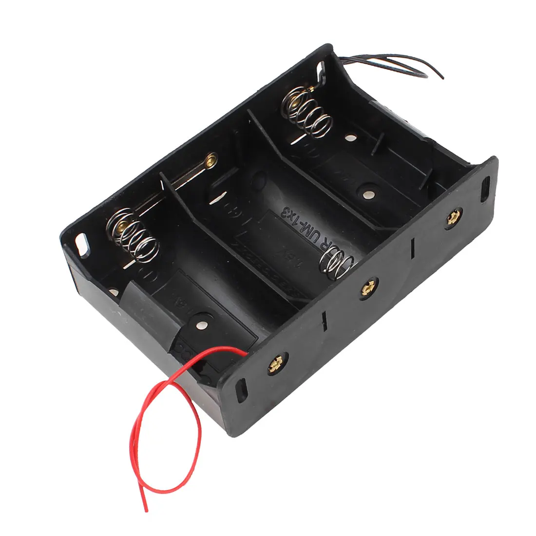 Uxcell 1.5V D Black Plastic Wired Spring Loaded 1.5V D Size Cell Batteries Case Box Holder For