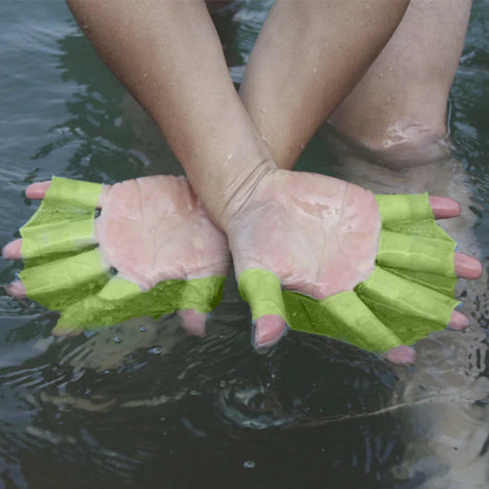 

1 Pair Children Adult Silicone Hand Paddle Flippers Swimming Webbed Gloves Dive
