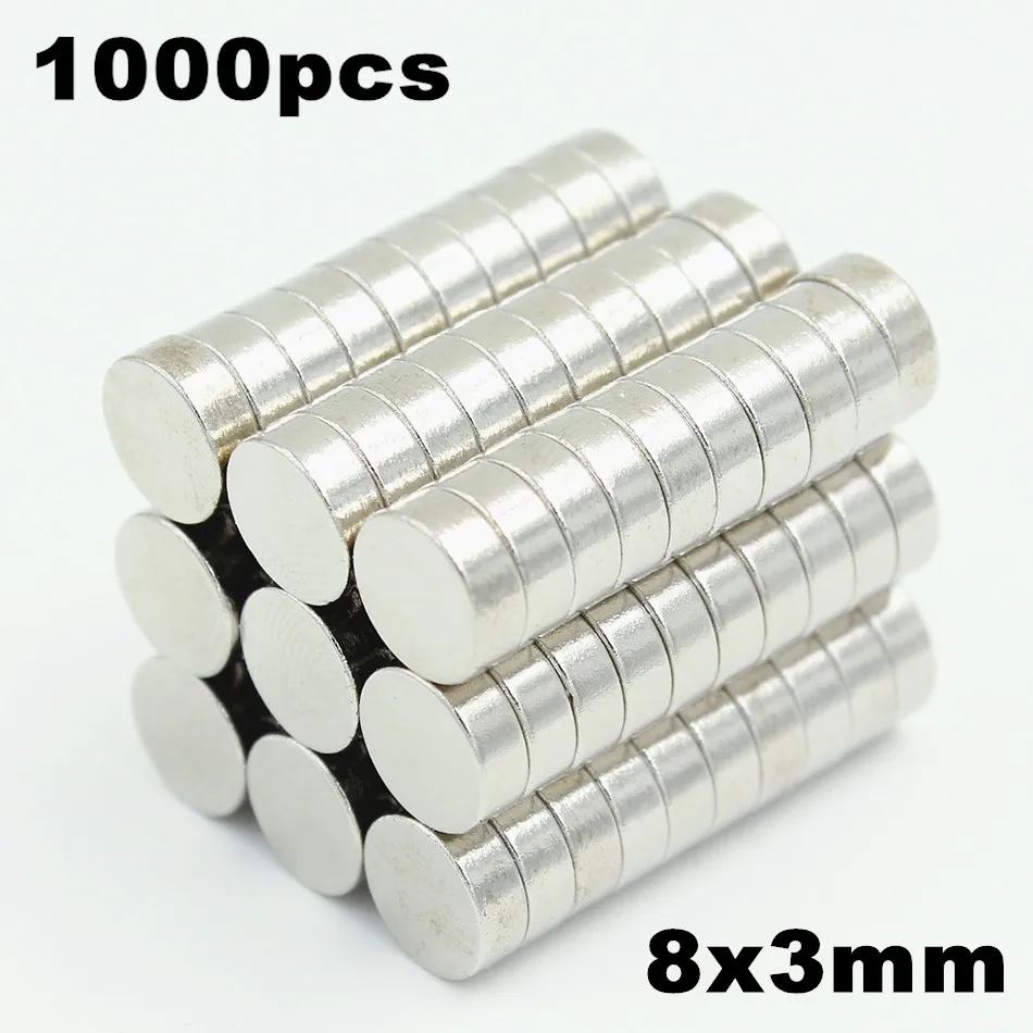 

1000pcs 8x3mm Super Powerful Strong Bulk Small Round NdFeB Neodymium Disc Magnets Dia 8mm x 3mm N35 Rare Earth NdFeB Magnet