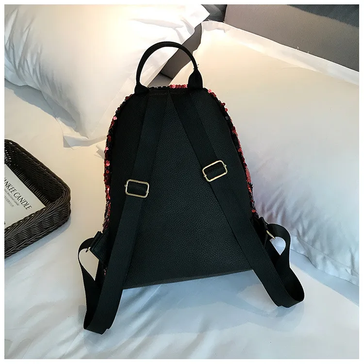 MJ Sequin Backpack Women Fashion Sequined PU Leather Backpack Travel Bag Female Shining Daypack for Teenage Girls (15)