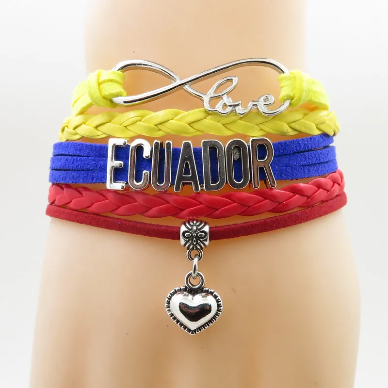 

infinity love ecuador Bracelet heart Charm love my motherland ecuador Flag jewelry bracelets & bangles for woman and man