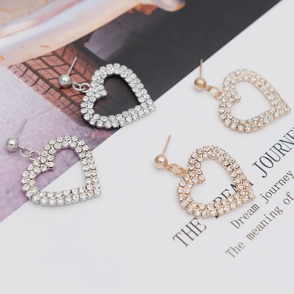 

Lovely Dangle Earring Hollow/Peach/Leaf Heart Pendant Pentagram/Circle/Square/Hexagon Gold/Silver Earrings 2018 Boucle D'oreille