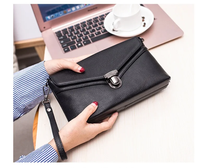 MJ Brand Women Handbag Fashion Genuine Leather Envelope Day Clutch Female Flap Messenger Bag Small Buckle Crossbody Shoulder Bag (14)