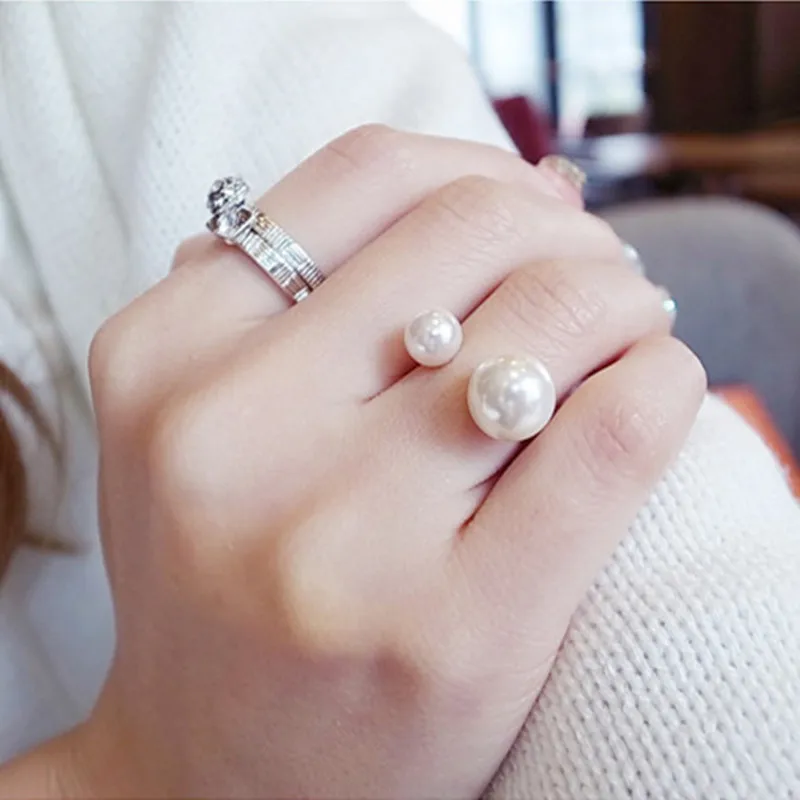 

Hot Fashion women's Ring Pearl Size Adjustable Ring Opening Women Jewelry