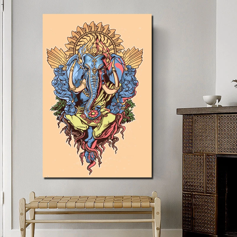 

Ganesha Canvas Painting Print Living Room Home Decoration Artwork Modern Wall Art Oil Painting Posters Picture Wallpaper Artwork