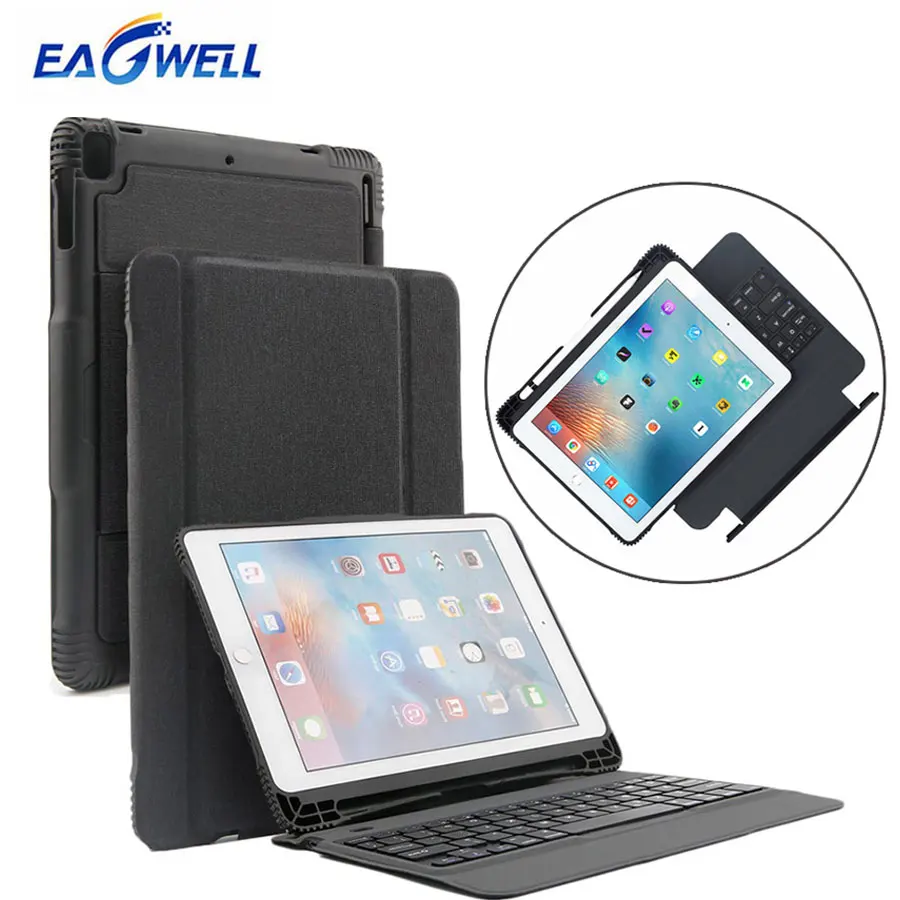2 in 1 Bluetooth Wireless Keyboard Leather Case for New iPad 9.7 2017