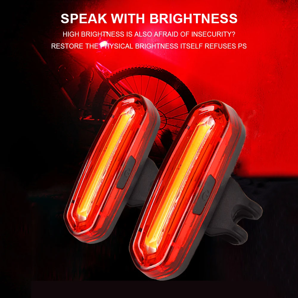 Discount New Bicycle Rear Light Cob Bicycle Led Light Rechargeable USB Safety Taillight Cycling Waterproof Mtb Tail Light Back Lamp 4