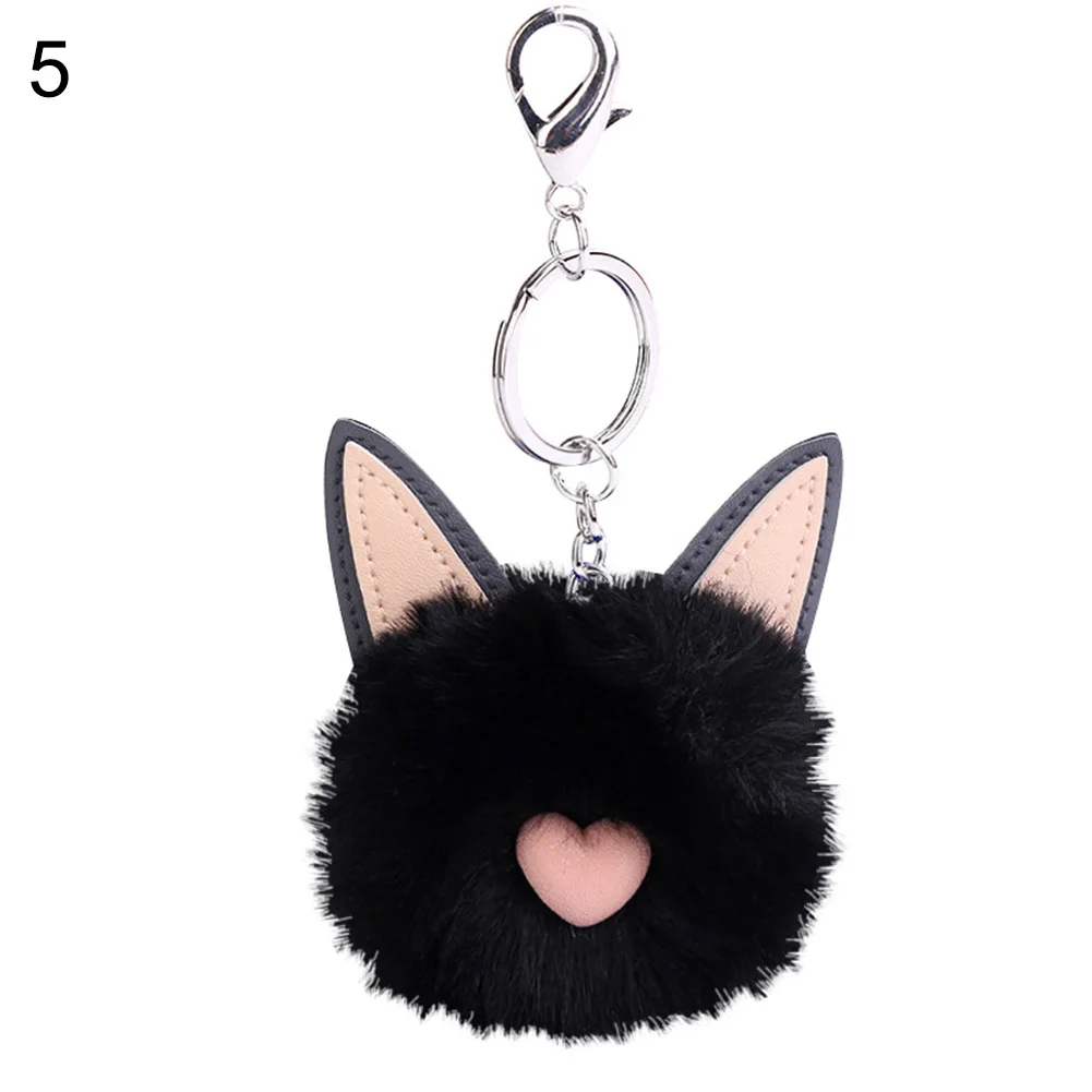 

Cute Cat Faux Fur Fluffy Ball Key Chain Car Pendant Hanging Keyring