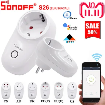 

Sonoff S26 WiFi Smart Socket US/UK/CN/AU/EU Wireless Plug Power Sockets Smart Home Switch Work With Alexa Google Assistant IFTTT