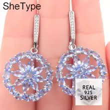 7.1g Deluxe Top Violet Tanzanite White CZ Gift Real 925 Solid Sterling Silver Earrings 41x26mm 7.1g Deluxe Top Violet Tanzanite White CZ Gift Real 925 Solid Sterling Silver Earrings 41x26mm