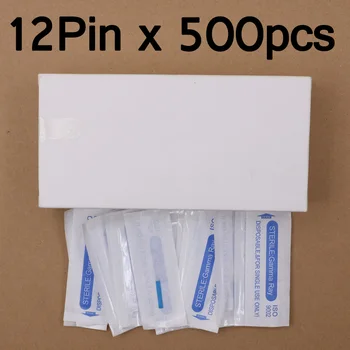 

500pcs 12 Pin Permanent Eyebrow Makeup Blades Tattoo Manual Needle For Microblading Pen tattoo gun High quality free shipping